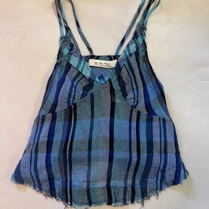 Free People Summer Tank Top - Cotton Plaid - Navy Combo